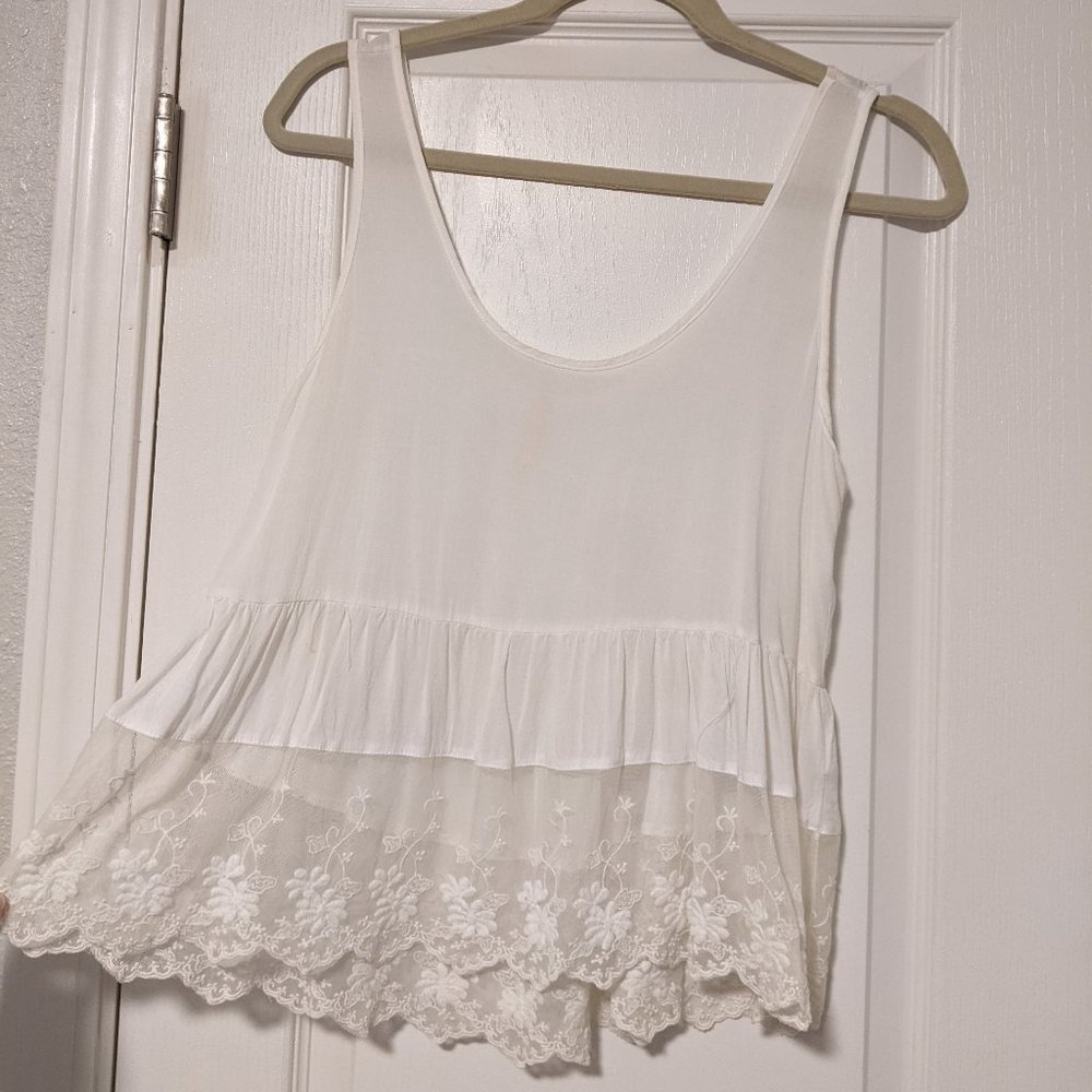 Free People Loose Babydoll Tank with Lace Detailing